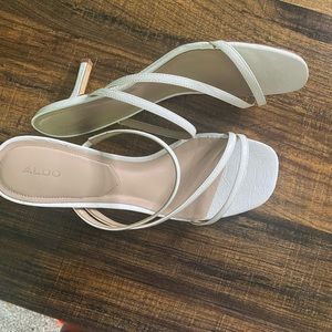 Aldo white mules size 11